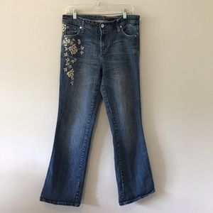 Embroidered Floral Gitano Jeans
